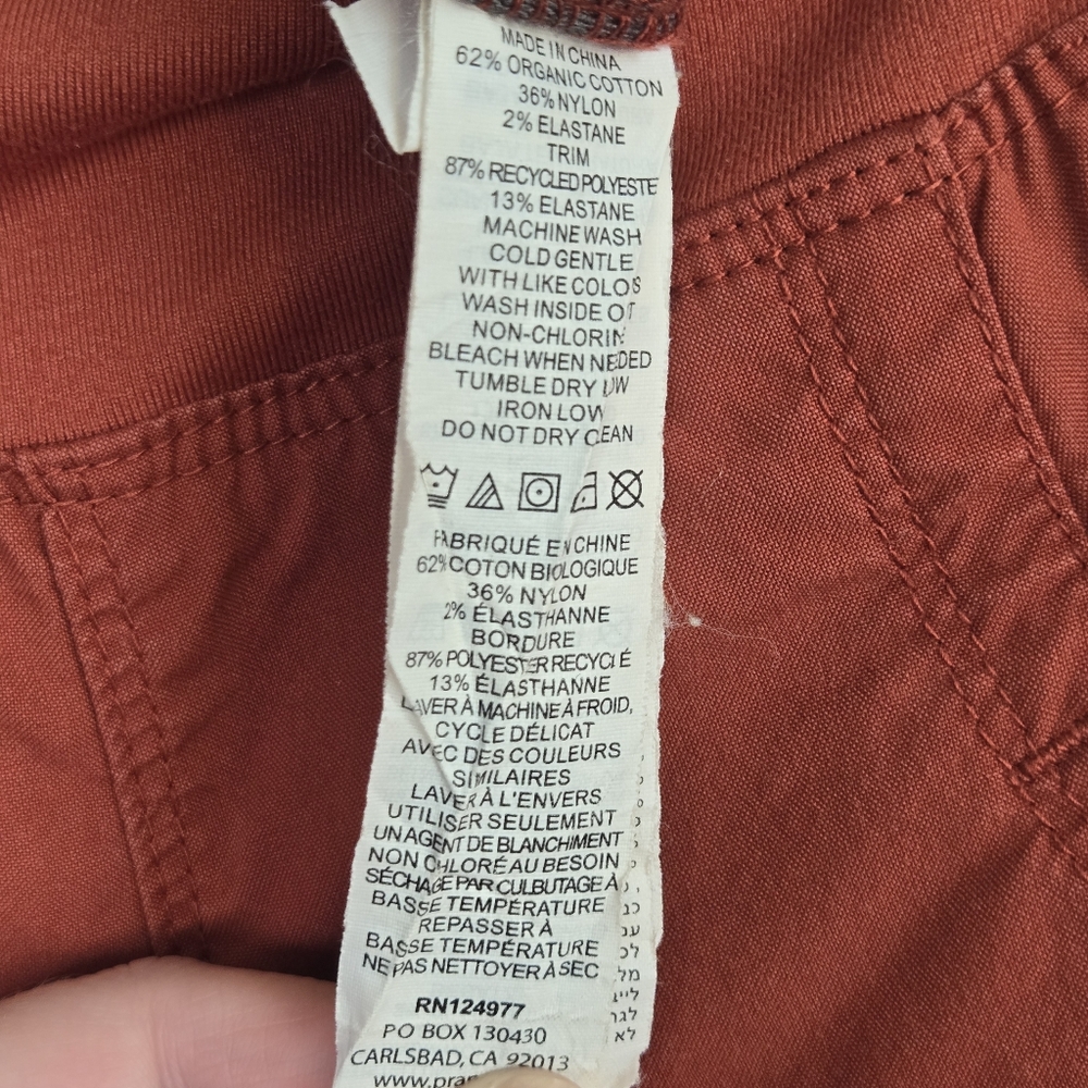 Prana Kanab Clay Rust Orange Organic Cotton Blend Jogger Hiking Pants Sz S - Picture 12 of 16